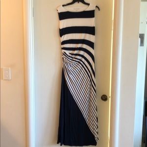 Navy and white striped dress